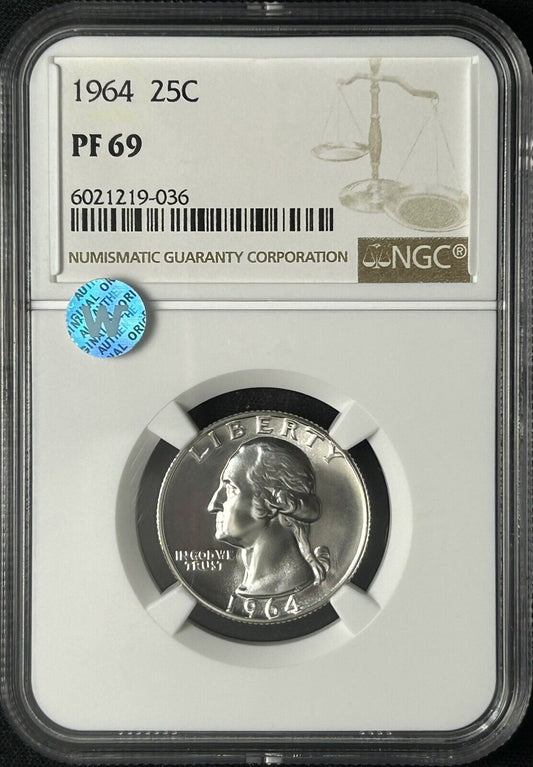 1964 25c Proof Washington Quarter NGC PF69 Sight White Sticker Super Nice Coin