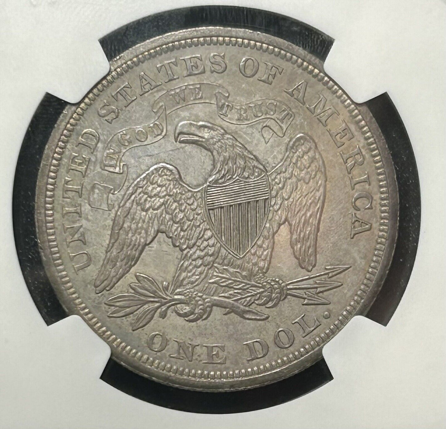 1866 $1 Seated Liberty Silver Dollar NGC MS64 With Motto