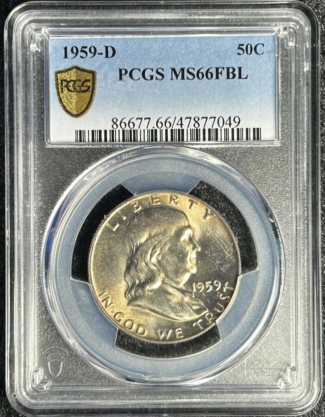 1959-D 50C FBL Franklin Half Dollar PCGS MS66 Full Bell Lines