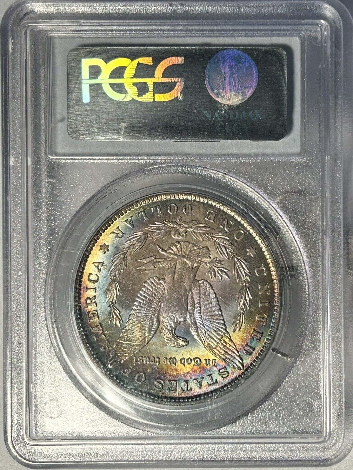 1884-O Morgan Silver Dollar MS64 PCGS Cool Color Toned Double Sided Monster